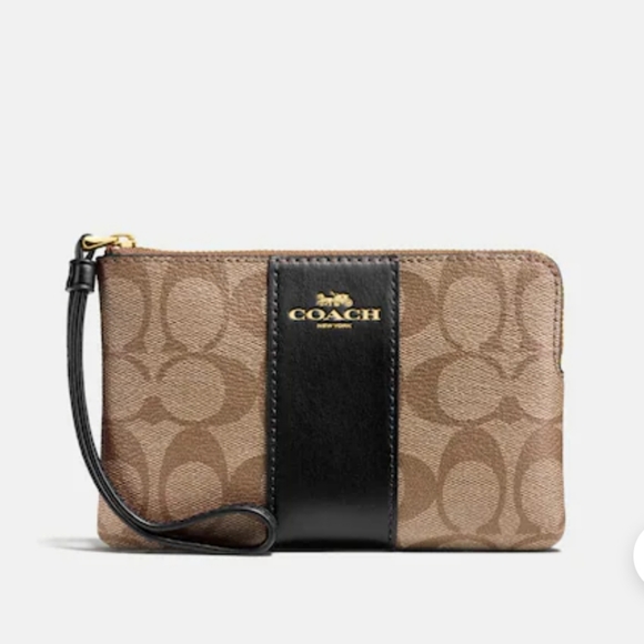 NWT Coach Corner Zip Wristlet In Signature Canvas - Picture 2 of 8